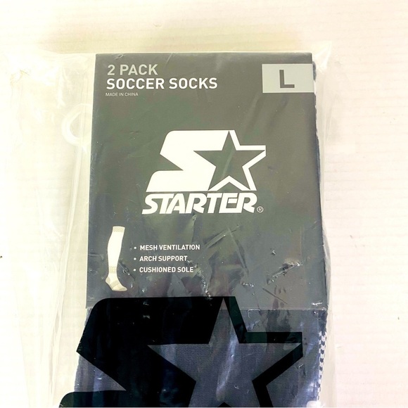 Starter 2 Pack Black Soccer Socks Size L - Picture 1 of 5